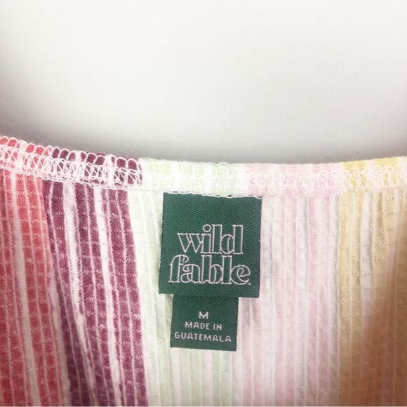 WILD FABLE | Colorful Striped Romper Twist Knot Cut Out Front Women’s Size M - Picture 8 of 11